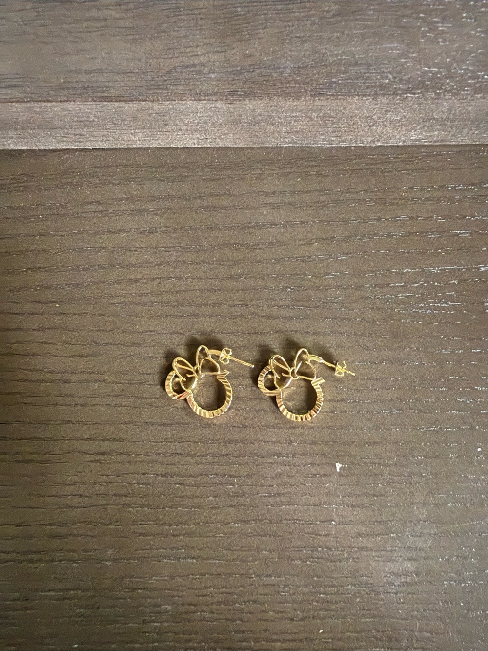 Gold Tone Minnie Mouse Silhouette Hoop Earrings